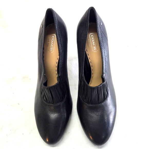 Coach Women's Size 8.5 Black Leather Adra Bootie Heels Pumps - Picture 3 of 8